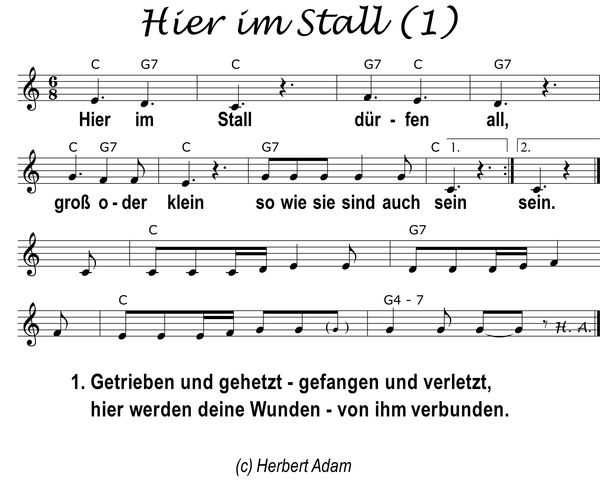 Hier im Stall-1.Strophe - Aktions-Seite Seelsorge in Kitas