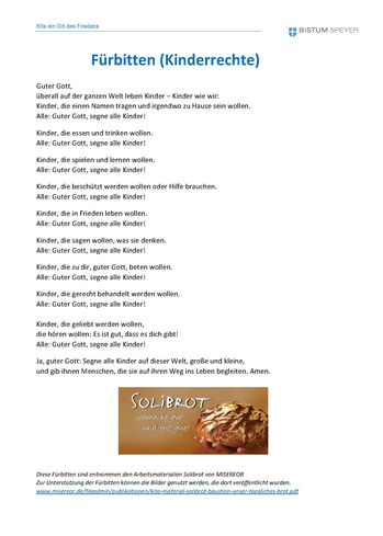 Fürbitten - Kinderrechte - Aktions-Seite Seelsorge in Kitas